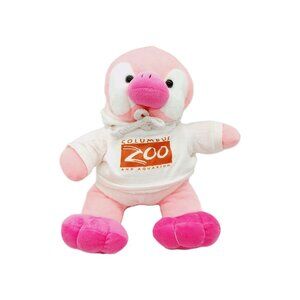 Pink & White Penguin Stuffed Animal Plush Wearing Columbus Zoo Hoodie 16"